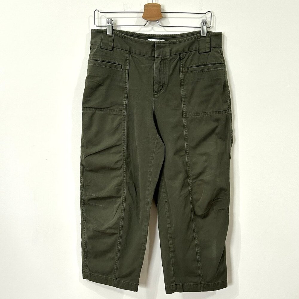 COLDWATER CREEK Natural Fit Crop Pants Sz 10 Olive Green Soft Stretch 100579